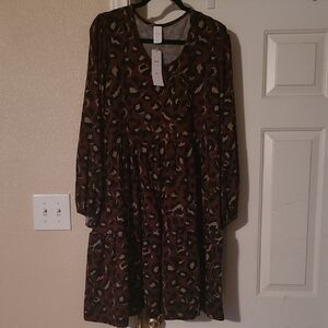 Chic Animal Print Long Sleeve Dress